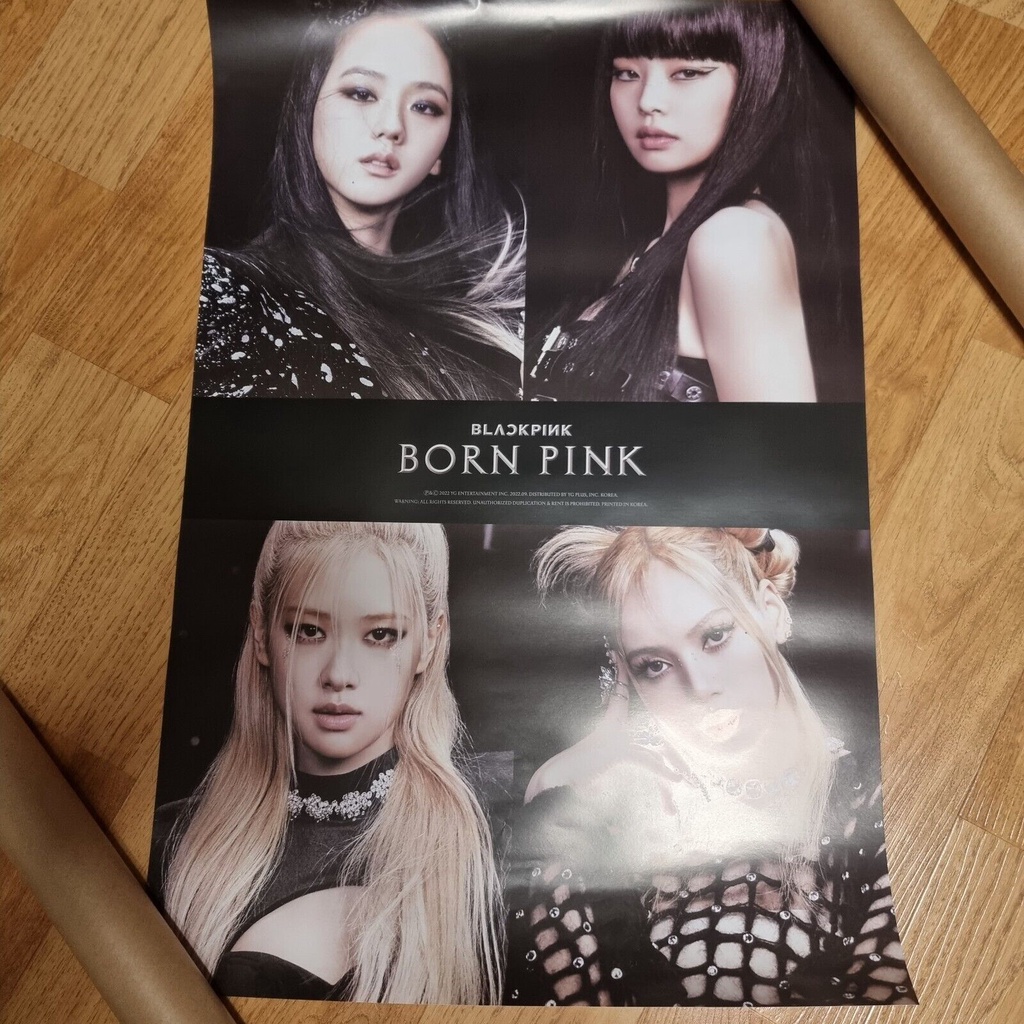 Có sẵn poster ảnh nhóm BLACKPINK - BORN PINK hàng officical tặng kèm ống nhựa đựng