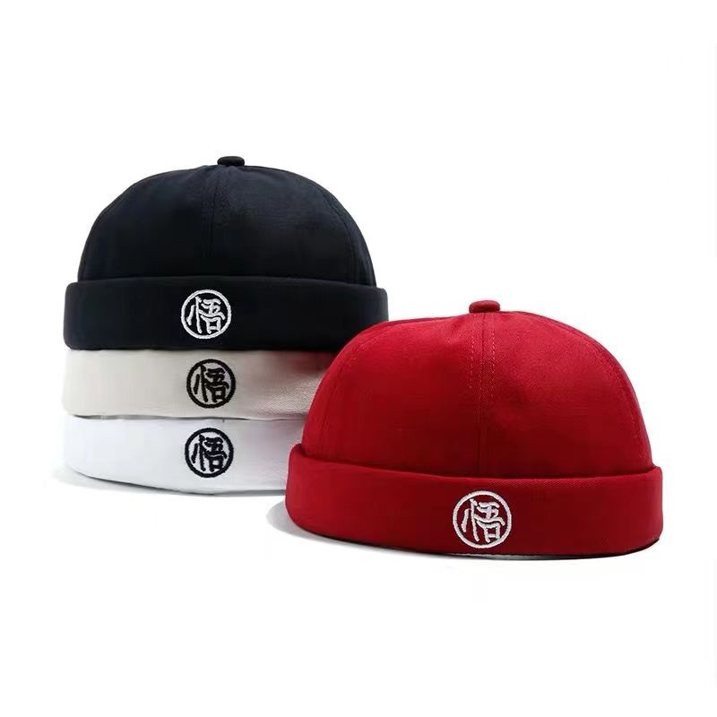 Mũ tròn The Capal nam nữ không vành thêu chữ Trung Hoa phong cách hoài cổ