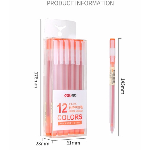 Bút viết mực gel ngòi 0,5mm mực nhiều màu DELI A119