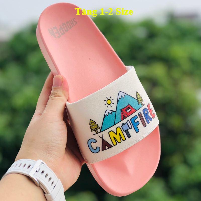 Dép unisex 𝐌𝐋𝐁 cắm trại  ❤️FREESHIP + Hộp❤️ dép mlb camfire quai ngang thể thao nam nữ, kèm tem tag mác, Camfire-hồng
