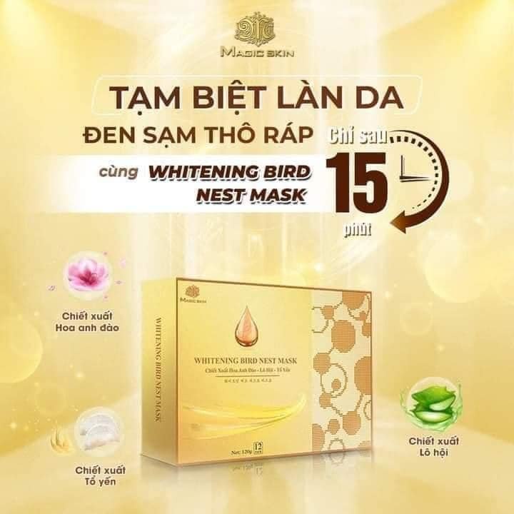 MẶT NẠ Ủ TRẮNG DỊCH YẾN Magic Skin 👍 Whitening Bird Nest Mask 👍 CHUẨN SPA ✔ CHÍNH HÃNG ⏺ Hộp 12 gói