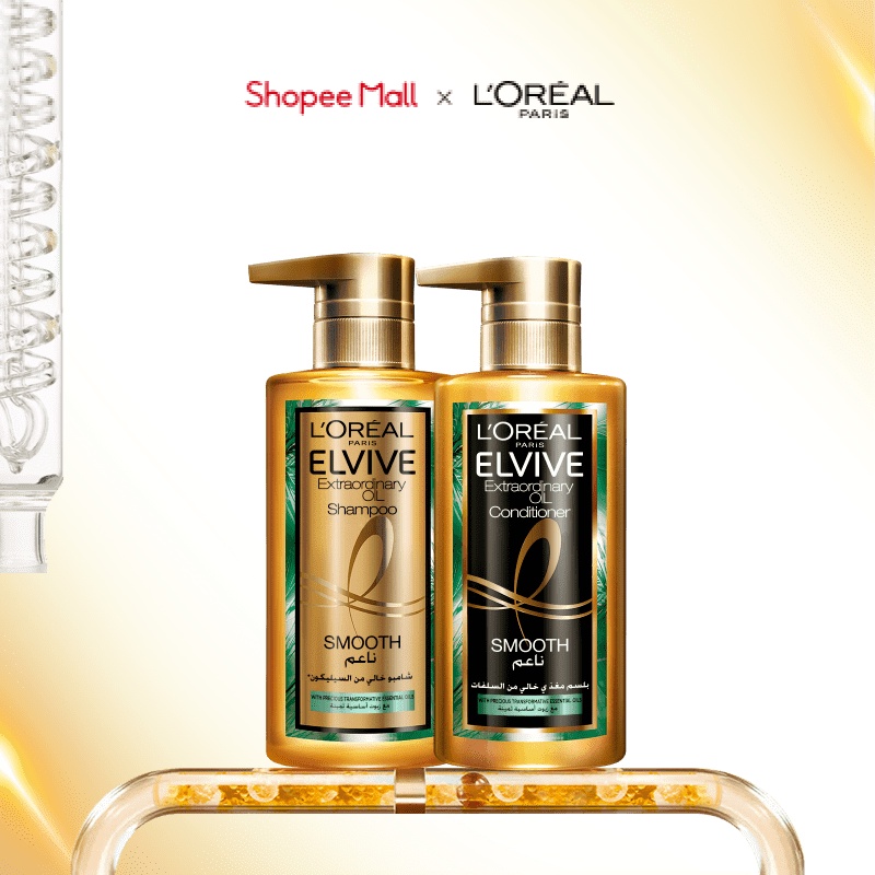 Bộ gội xả dưỡng tóc suôn mượt tóc cao cấp L'Oreal Paris Extraordinary Oil Smooth 440ml x2