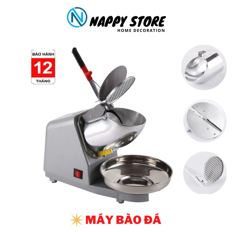 Máy Bào Đá 2 Lưới, Máy Bào Đá Tuyết Xay Nhanh Siêu Mịn Có Bảo Hành ( Loại 1)