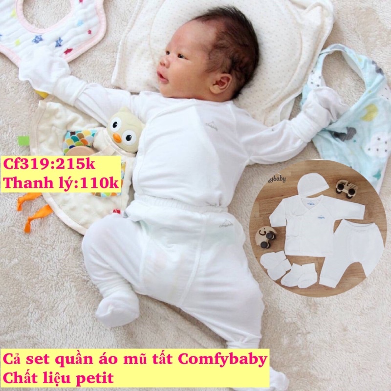 Thanh lý cả set quần áo sơ sinh Comfybaby chất petit