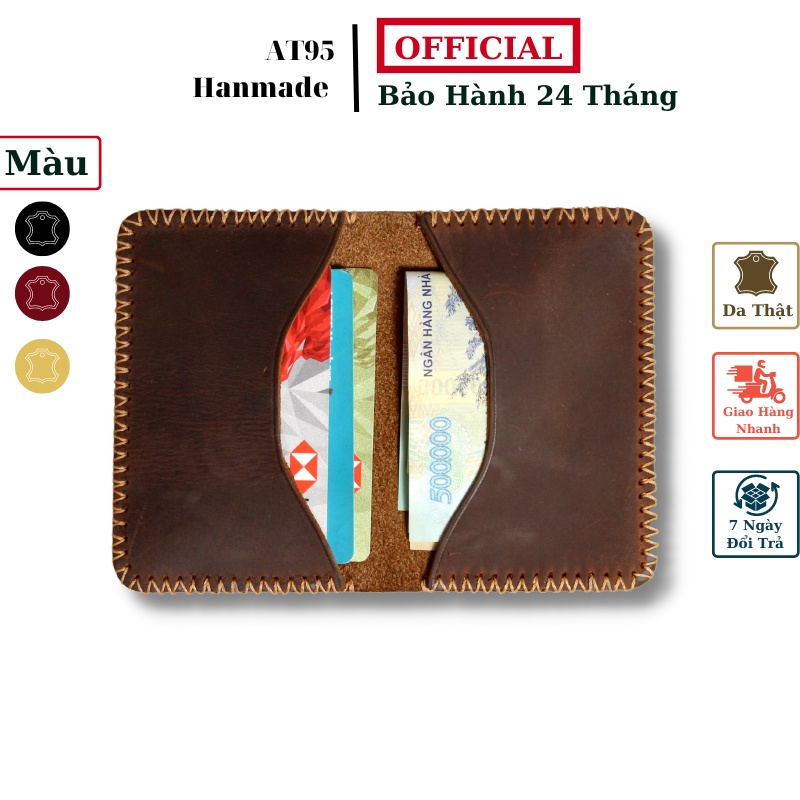 Ví đựng thẻ da bò thật card holder Jai hàng thủ công thương hiệu W