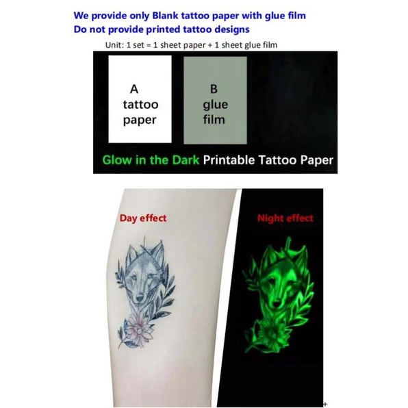 DECAL HÌNH XăM DẠ QUANG  KHỔ A4