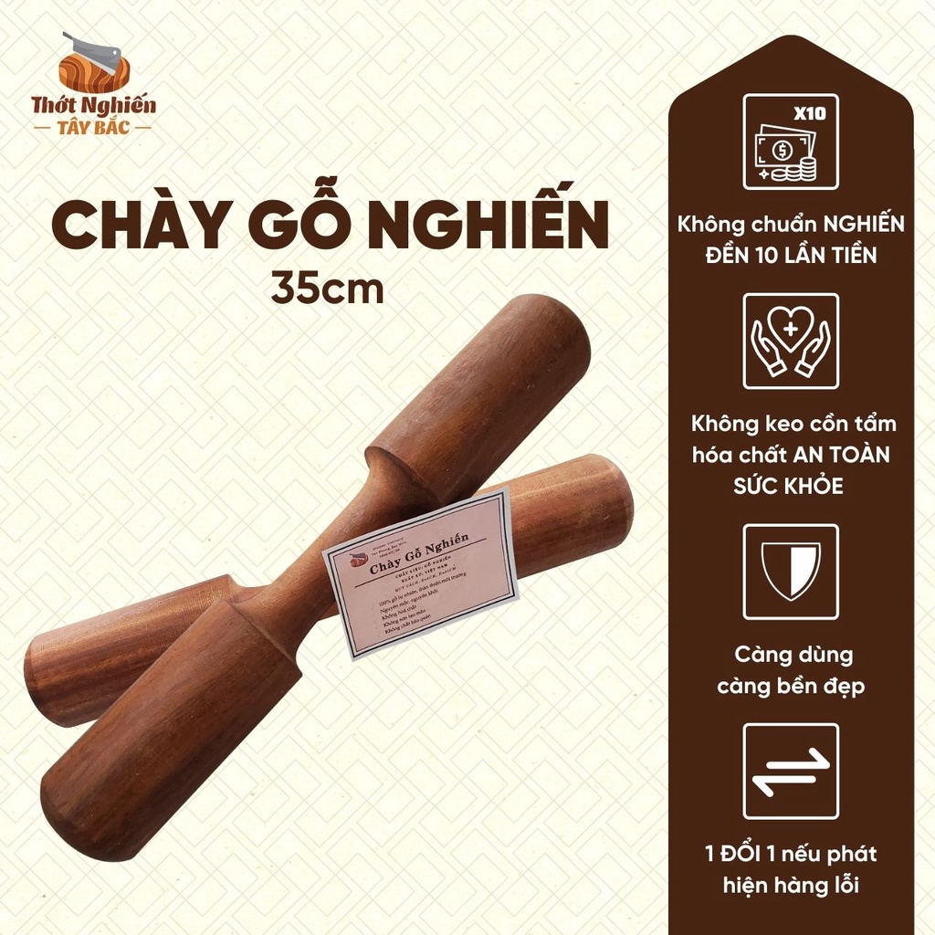 Chày Gỗ Nghiến Đá Tây Bắc Giã Tôm, Cua