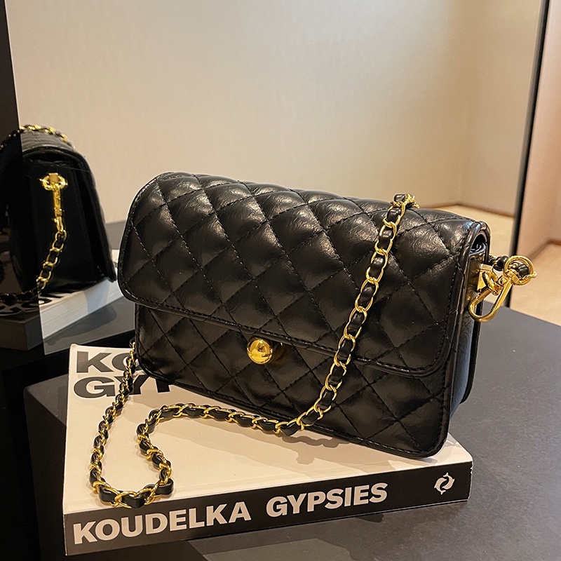 Túi Đeo Chéo Màu Đen Đính Kim Cương Giả Thời Trang Cho Nữ