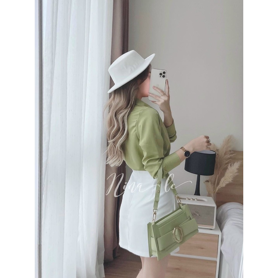 SÉT CHÂN VÁY COTON LẠNH CÓ LÓT KÈM ÁO SƠ MI CÀI NÚT THẬT PHÙ HỢP CHO CÁC NÀNG CÔNG SỞ, ĐI CHƠI, DẠO PHỐ...