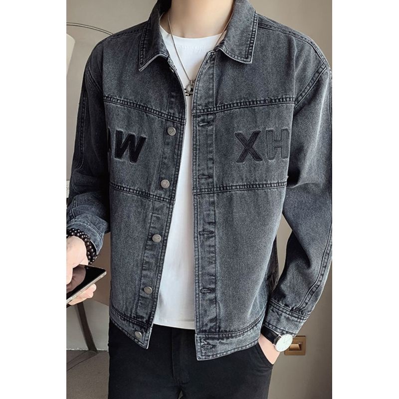 Real Shot Hàng Có Sẵn Áo Khoác Denim Phong Cách Mùa Xuân Giá Rẻ Thời Trang Cho Nam