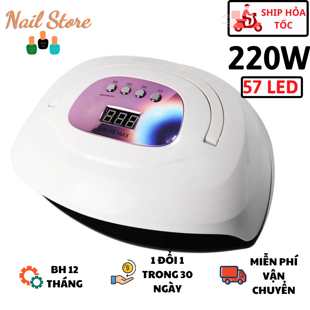 Máy Hơ Gel SUN X8 MAX Công Suất Cao 220W 57 LED - Máy Hơ Móng HƠ SIÊU NHANH - BH 12 THÁNG