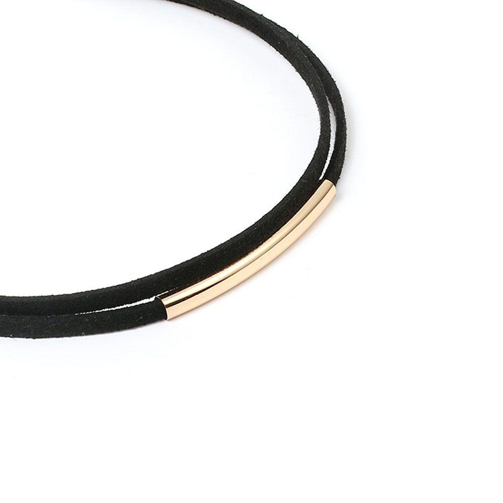 ANEMONE Vòng Cổ Choker Dây Đôi Bằng Nhung Đen Thời Trang Hàn Quốc