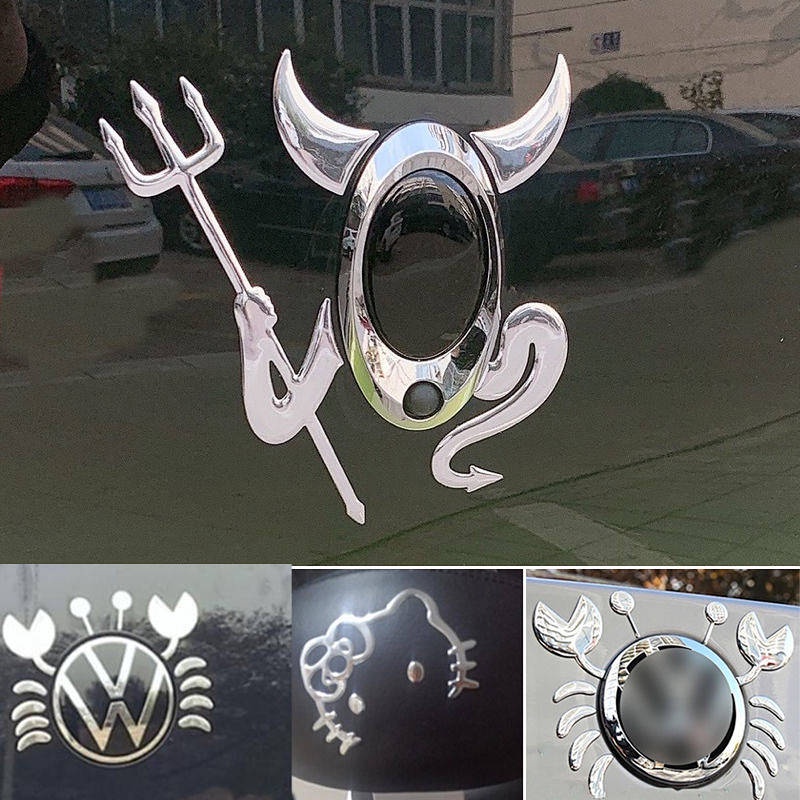 Logo nổi 3D hình cánh thiên thần/mèo kitty trang trí xe ô tô / kính chiếu hậu xe máy VTW8