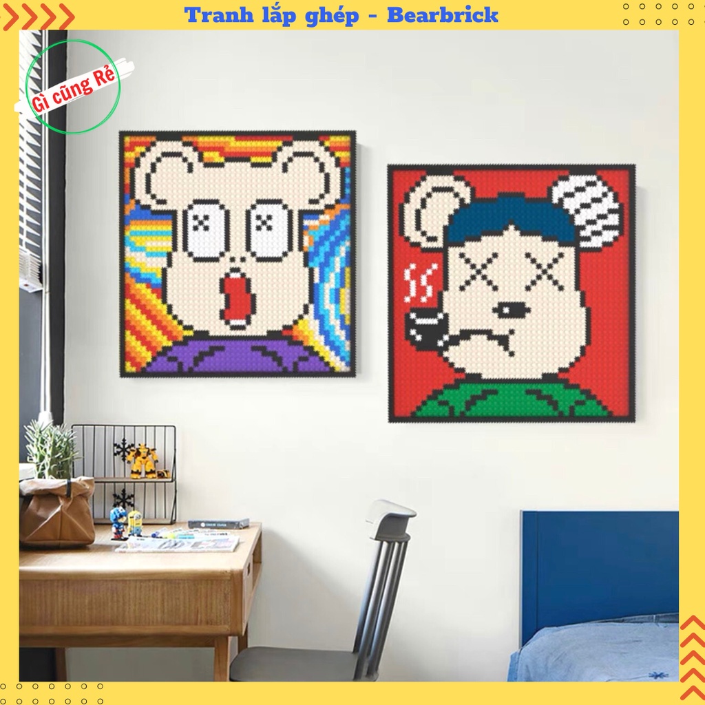 Tranh Lắp Ghép BEARBRICK - Đồ chơi lắp ghép tranh Bearbrcik - kích thước 33cmx32cm - 1750pcs