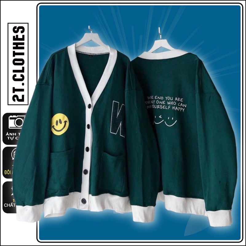 Áo khoác cardigan form rộng chữ bông W unisex 2TCLOTHES