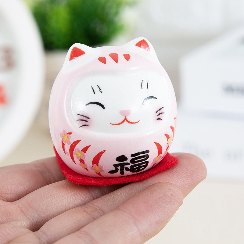 (Hàng Sẳn TP.HCM) Gốm Sứ trang tri xe hơi,phòng khách, Búp bê may mắn Nhật Bản Daruma 5cm