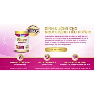 [ DATE  MỚI] 2 lon 400gr Tặng Ly Thuỷ Tinh Vinamilk SỮA BỘT VINAMILK SURE DIECERNA