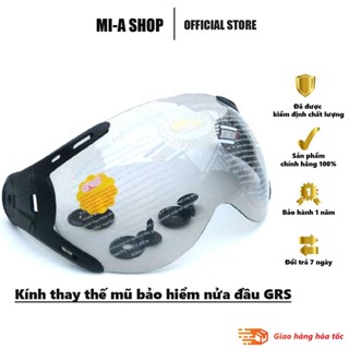 Kính kèm bộ chốt, kiếng thay thế mũ bảo hiểm nửa đầu GRS - chính hãng - dùng chung cho các mũ tương tự trên thị trường