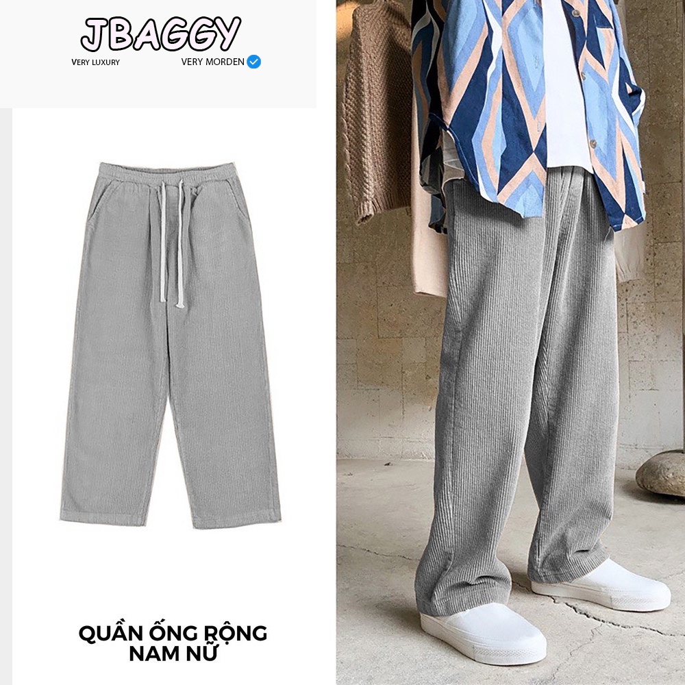 Quần ống rộng nam nữ JBAGGY dáng suông nhung tăm, quần suông nam nữ ống rộng unisex lem tăm
