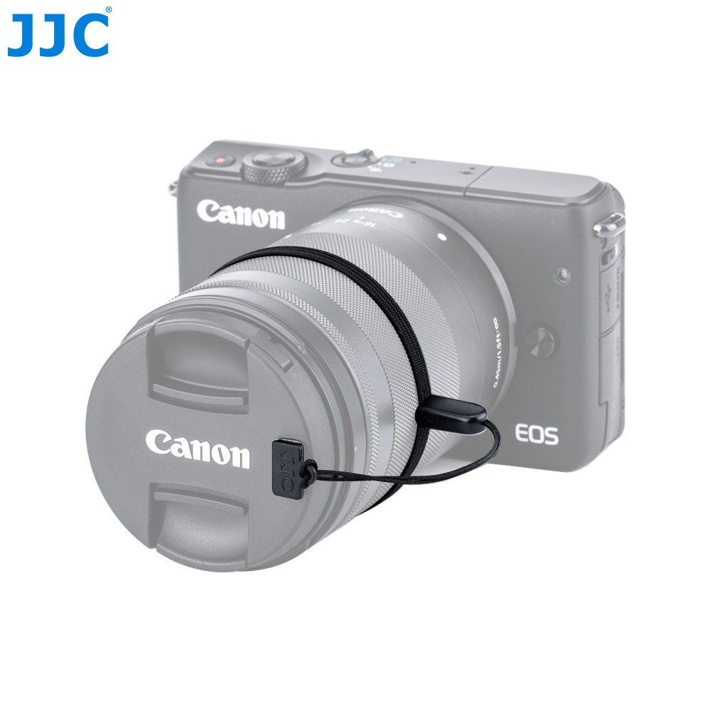 Dây đai giữ nắp đậy ống kính máy ảnh DSLR JJC không gương lật 2 trong 1 3m có nút cài chống mất 37-82mm