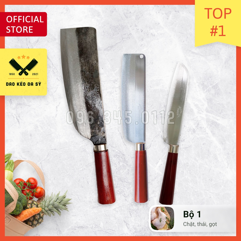 Bộ dao nhà bếp 3 món - Dao Đa Sỹ - Rèn tay siêu sắc