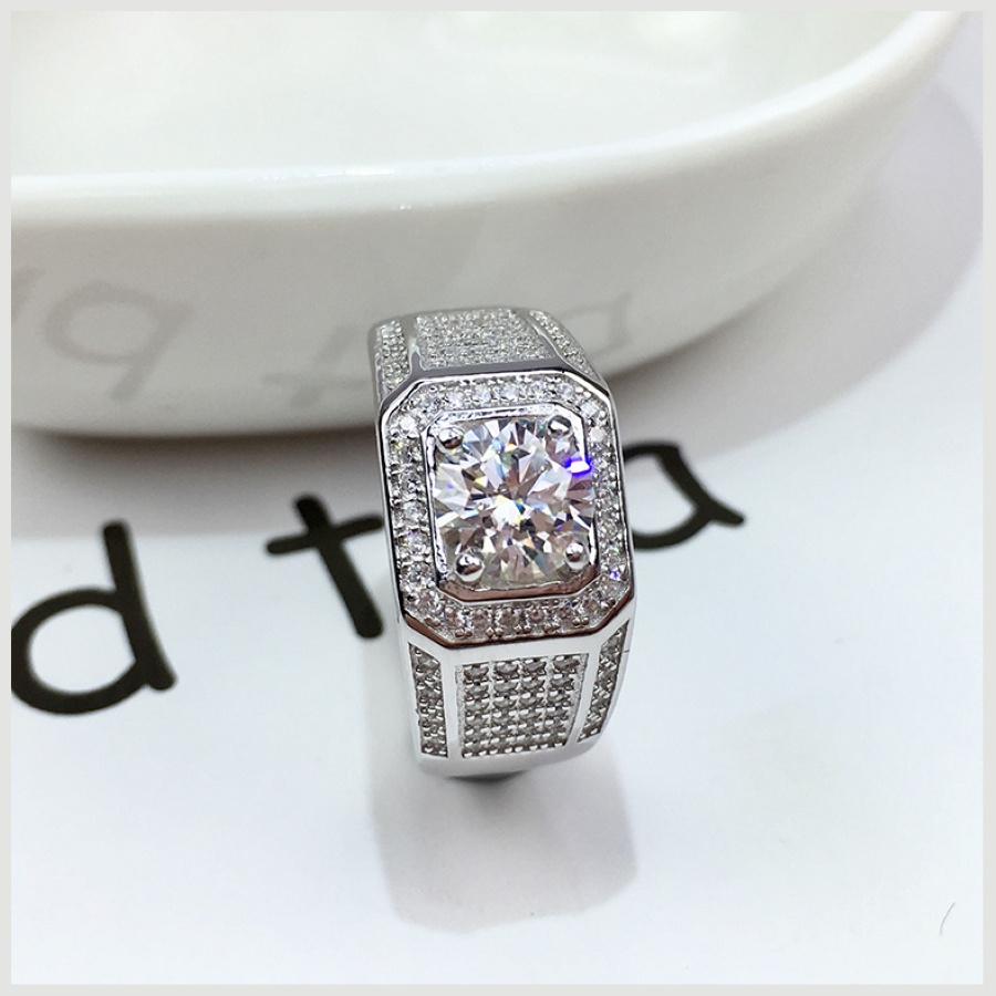 Nhẫn nam nữ đính đá thời trang phong cách cá tính, chất liệu thép titan không gỉ