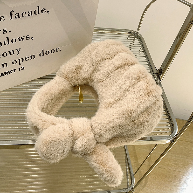 Túi xách lông nhung IELGY có khóa kéo phong cách Hàn Quốc thời trang cho nữ