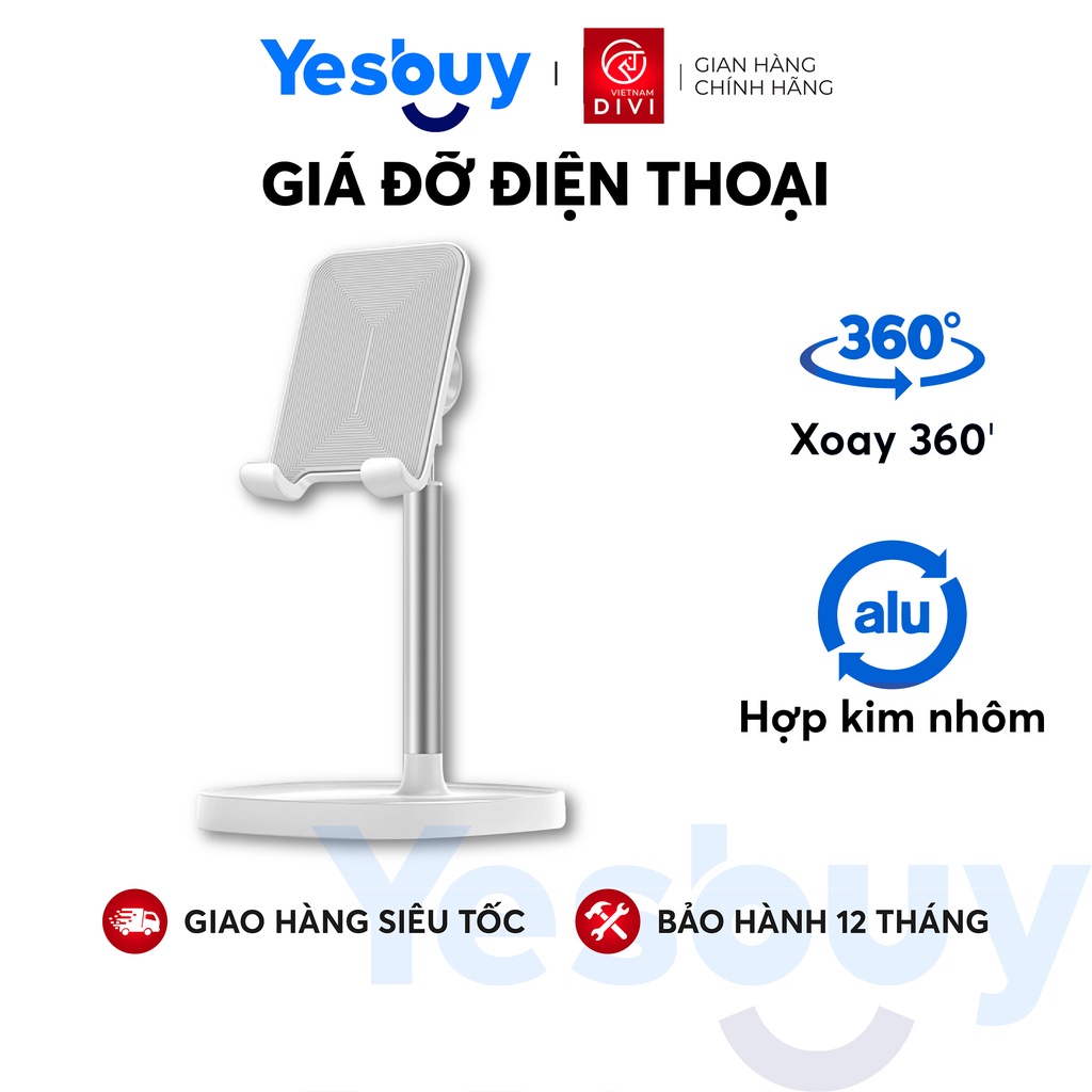 Giá đỡ điện thoại để bàn DIVI E757 - Xoay độ khung gấp gọn - Hàng phân phối chính hãng - Bảo hành 12 tháng