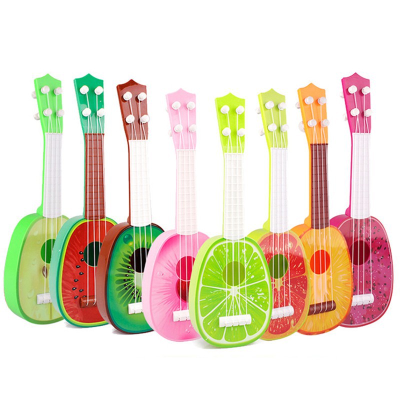 Giá rẻ- Đồ chơi đàn guitar mini cho bé, đồ chơi âm nhạc, đàn guitar hình trái cây nhiều màu sắc