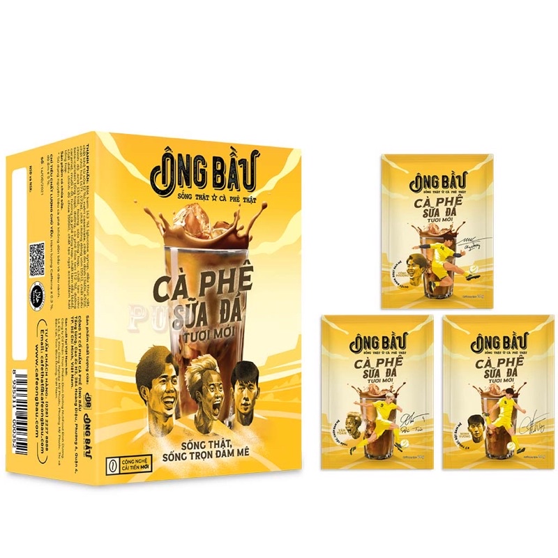 Cà Phê Sữa Đá Ông Bầu Hộp Vàng 240g 10 Gói, cà phê ob, ob cafe . Tramkata.shop