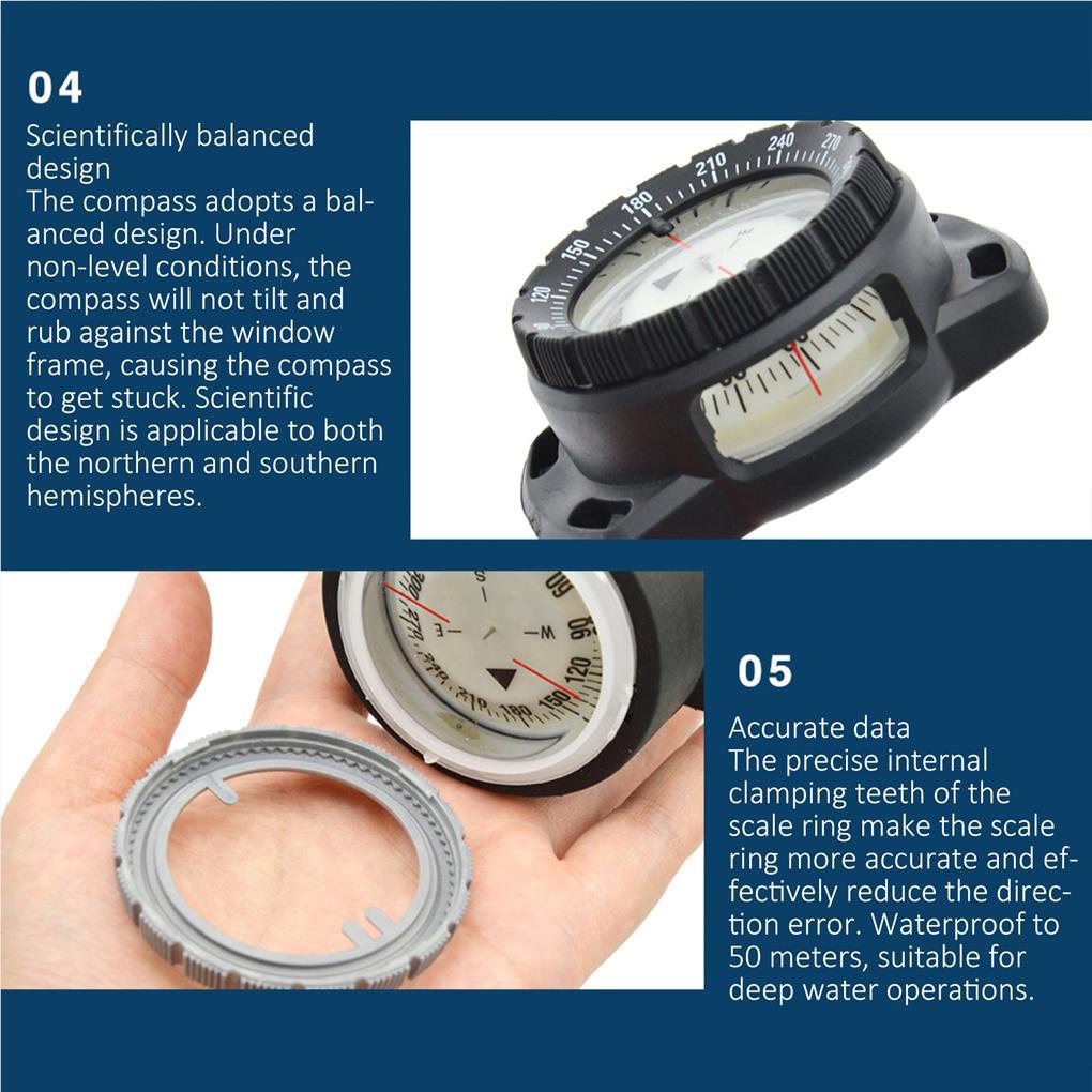 La Bàn Định Vị Hướng Đi Lặn Chuyên Nghiệp Chống Thấm Nước Kèm Dây Co Giãn Và Tấm Hướng Dẫn Màu