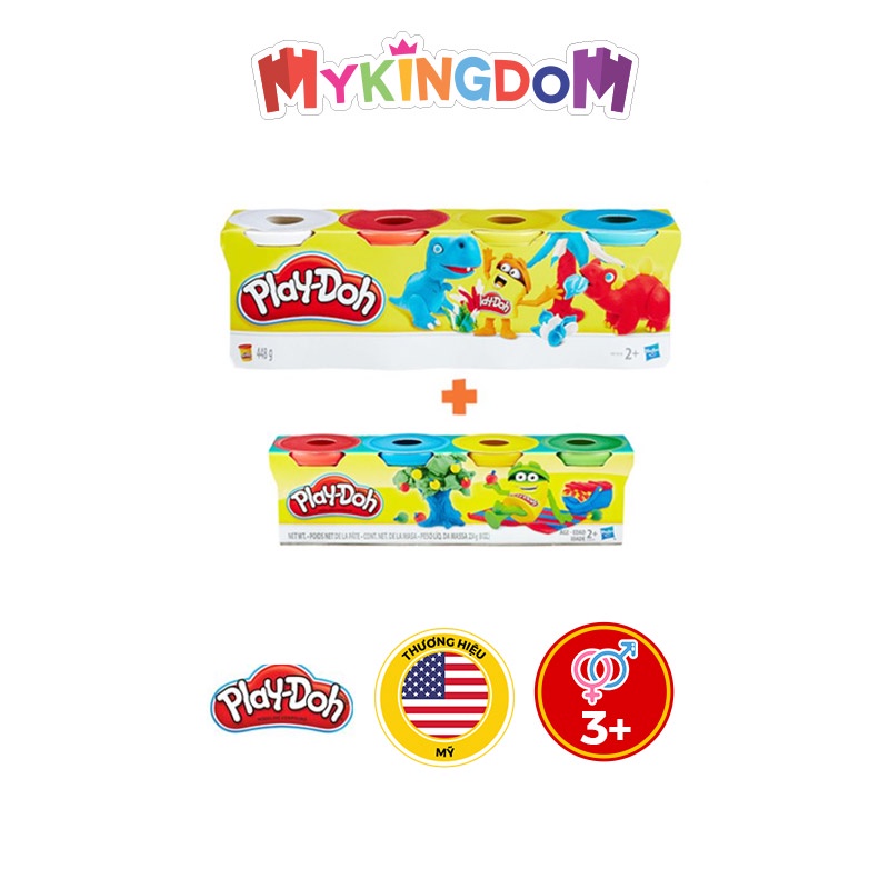 Đồ Chơi PLAYDOH Combo Bột Nặn 4 Màu Và Bột Nặn 4 Màu Mini CBB5517-23241-33