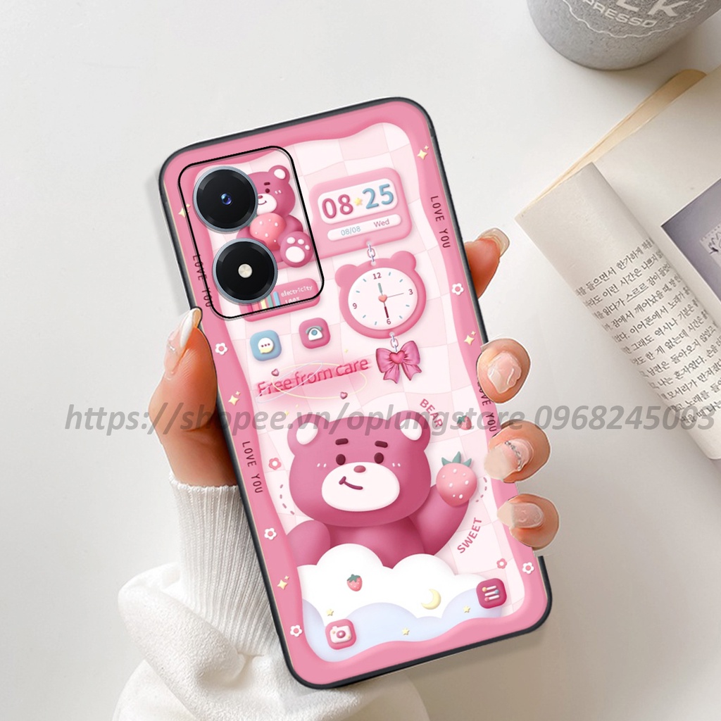 Ốp Vivo Y02S / Y01 / Y16 / Y22S / V25 in hình hình 3D gấu thỏ cute dễ thương
