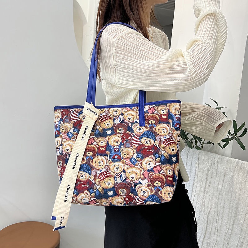 Túi tote Đeo Vai / Xách Tay Cỡ Lớn Hình Gấu Hồng Dễ Thương Thời Trang Mùa Hè Cho Nữ
