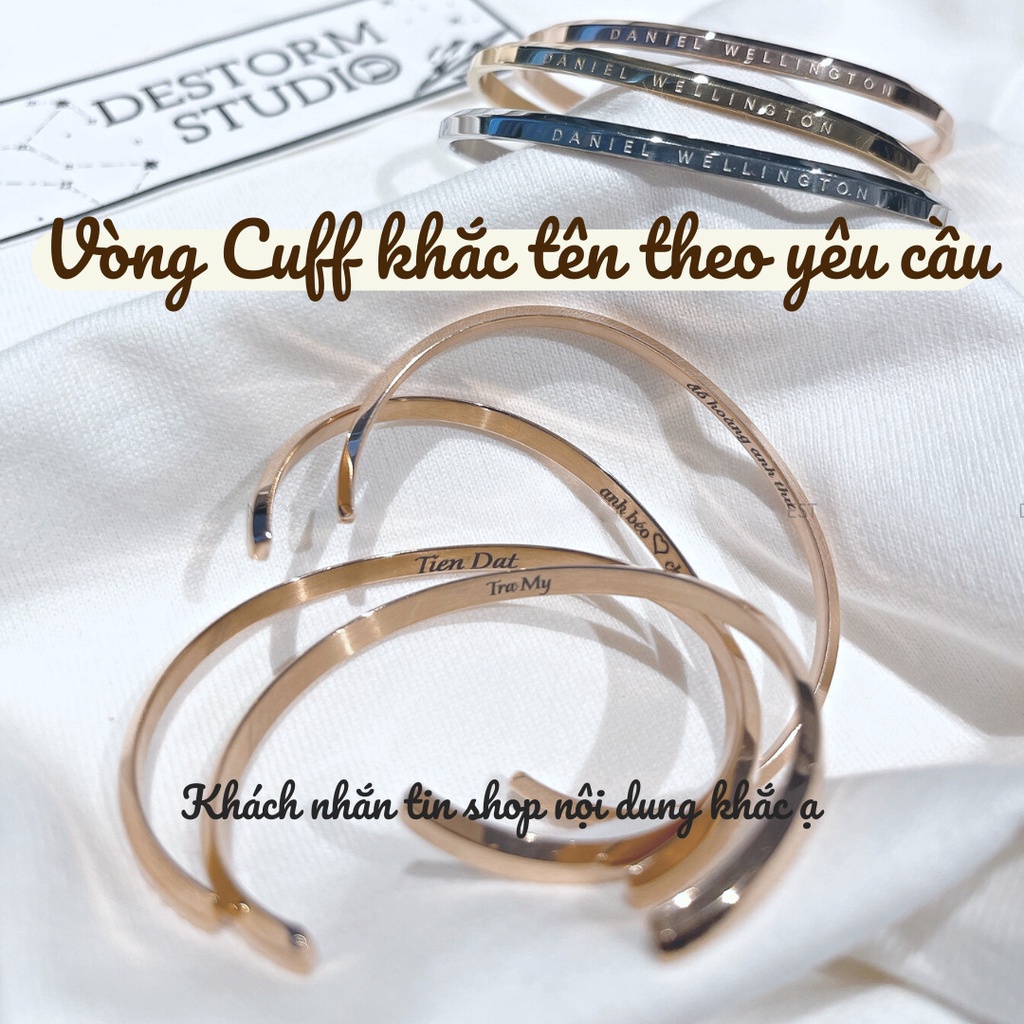 Lắc Tay Đôi Cuff DW Unisex Bản Đẹp Không Gỉ. Vòng Tay Đôi Cuff DW Nam Nữ Tình Yêu -Khắc tên theo yêu cầu