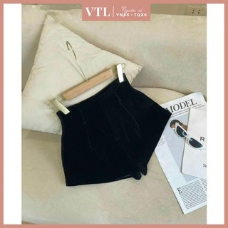 Quần short nhung, quần đùi nhung cạp cao thu đông