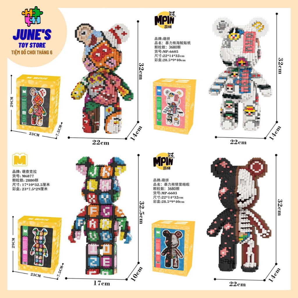 Mô hình Lego lắp ráp Bearbrick - Size lớn 32cm