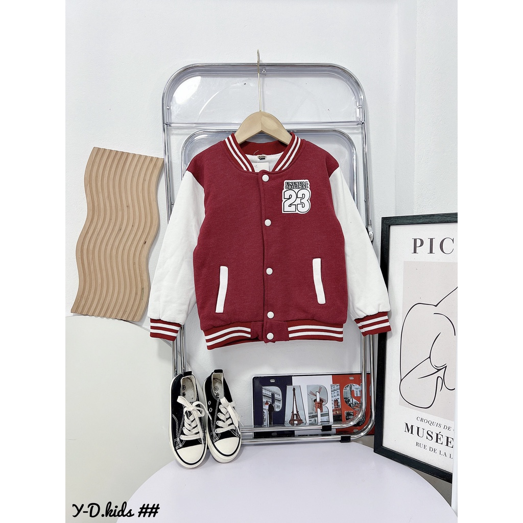 Áo khoác bomber bé trai, bé gái "style 23". Áo bomber bóng chày 10-25kg