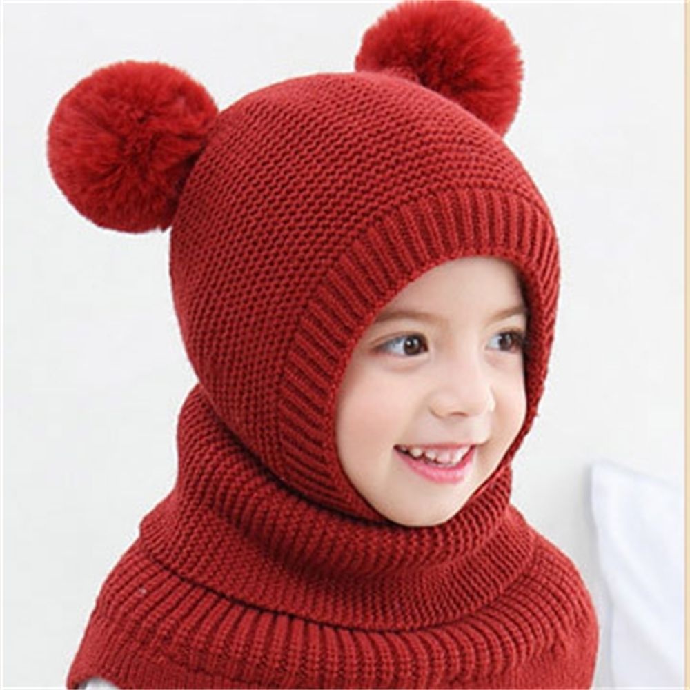 Mũ Trùm Đầu Dệt Kim Mềm Mại Chống Gió Cho Bé