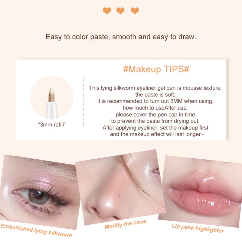 Bút trang điểm đa năng HLLR màu nhũ lấp lánh chống thấm nước trang điểm tự nhiên