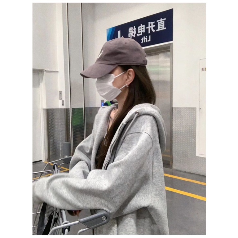 Áo Khoác Khóa Kéo Có Nón Trùm Oversize Thời Trang Mùa Thu Mới Dành Cho Nữ