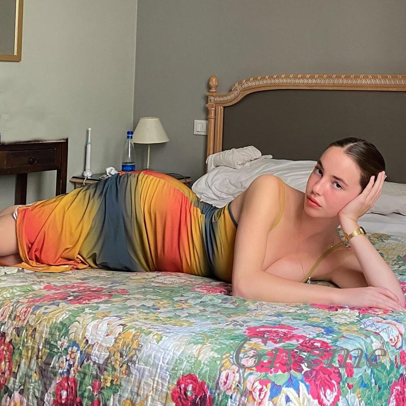 Givenme Đầm Nữ Hai Dây Màu Sắc Gradient Thời Trang