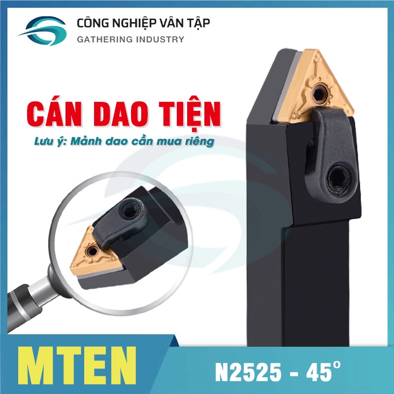 Cán dao tiện MTEN N2525M16 góc cắt 60 độ, kèm đai ốc