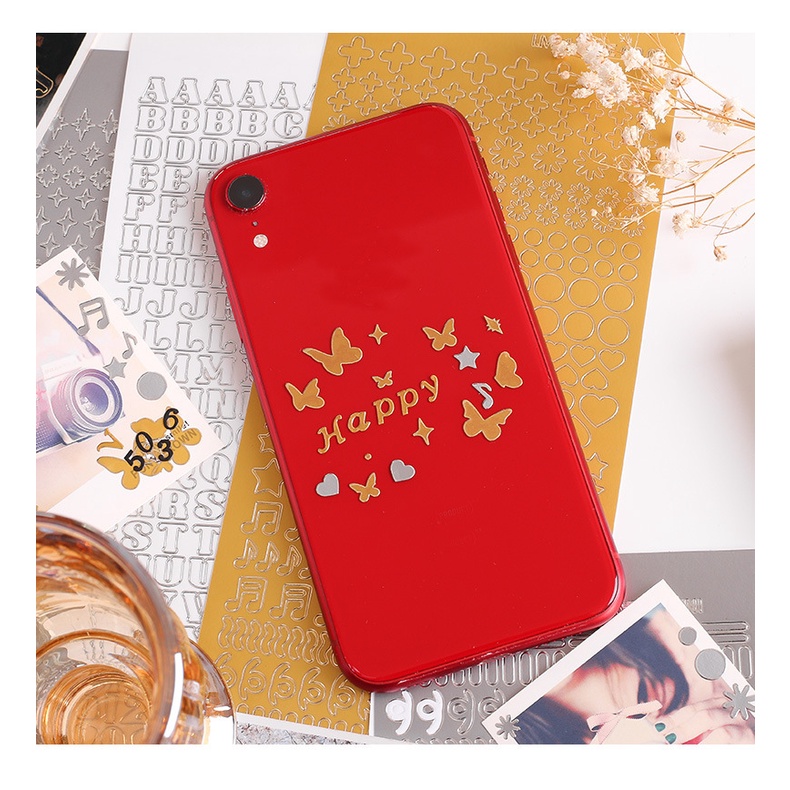 Zanmo tờ nhãn dán sticker trang trí toploader dập nổi họa tiết sáng tạo