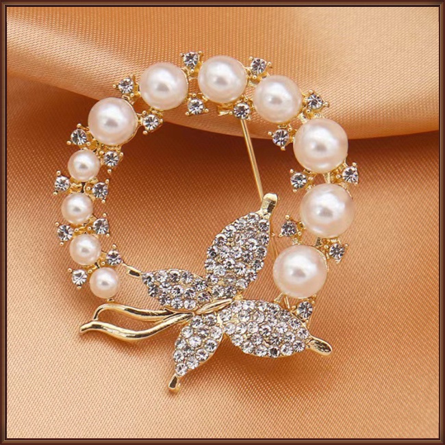 Ghim Cài Áo Hình Bướm Đính Ngọc Trai Giả Thời Trang Cho Nữ