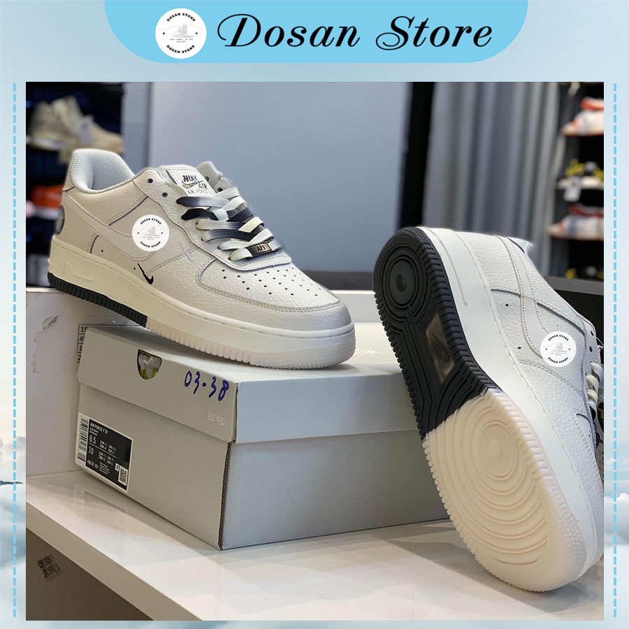 Giày Nike Be Sữa Air Force 1 Low " Brooklyn " Black, Giày AF1 âm dương độn đế chữ B chuẩn S.Cấp nguyên bản cho nam nữ