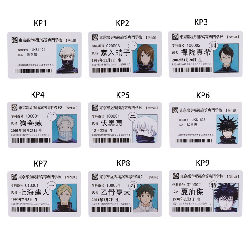 Bộ Thẻ Hình anime Jujutsu Kaisen Bằng Nhựa