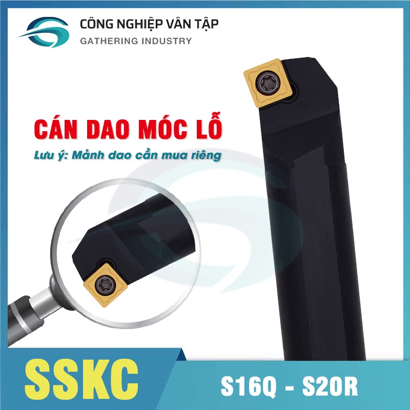 Cán dao móc lỗ S16Q/S20R-SSKC R09 Kèm đai ốc, cắt góc 75 độ, lắp mảnh SC09