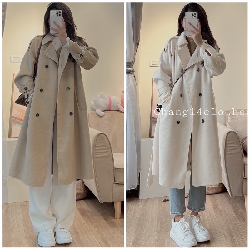 Áo dạ mangto dáng dài hàn quốc