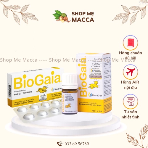 . Men vi sinh Biogaia Protectis Drops 5ml, Biogaia D3 5ml và Biogaia 10 viên nhai cho mẹ bầu